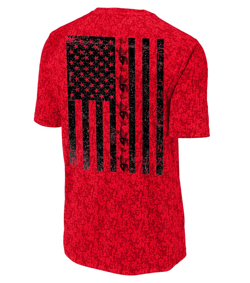 Digital Camo Flag Red Performance Short Sleeve (Youth)